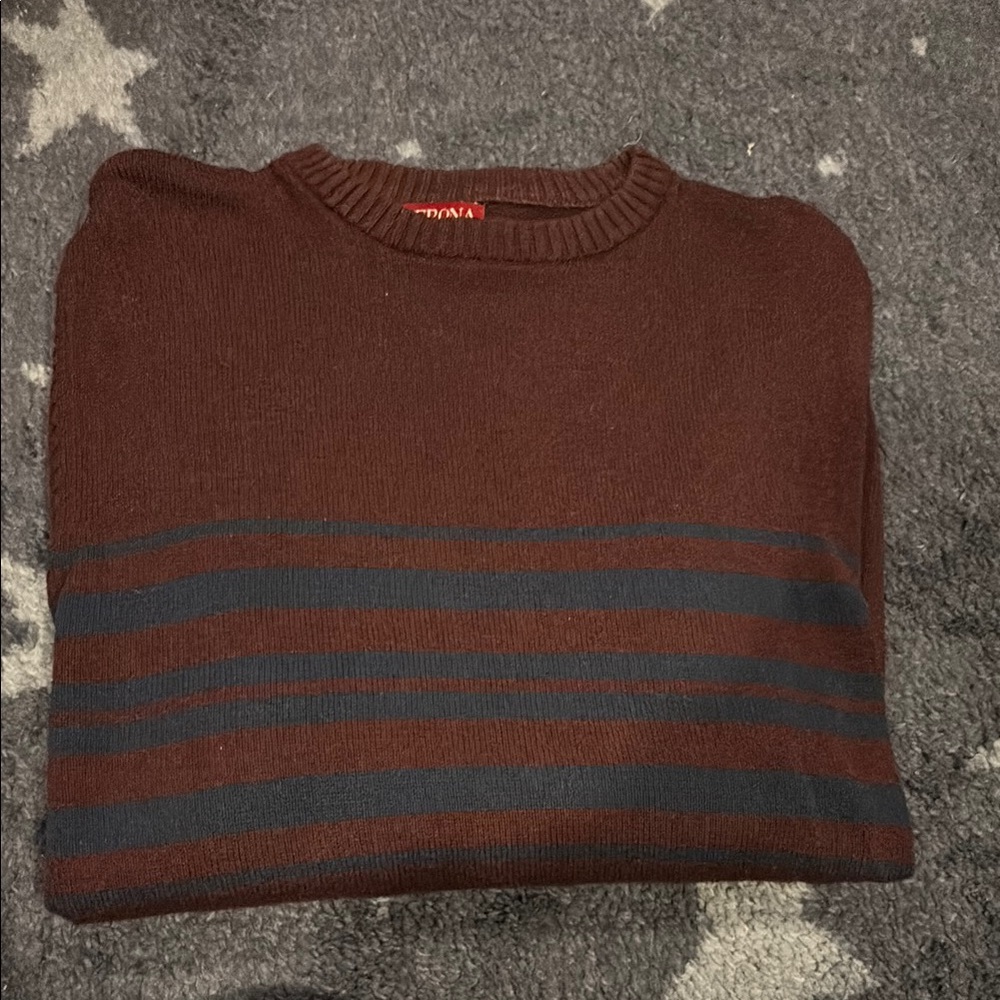 Maroon and Navy Striped Sweater